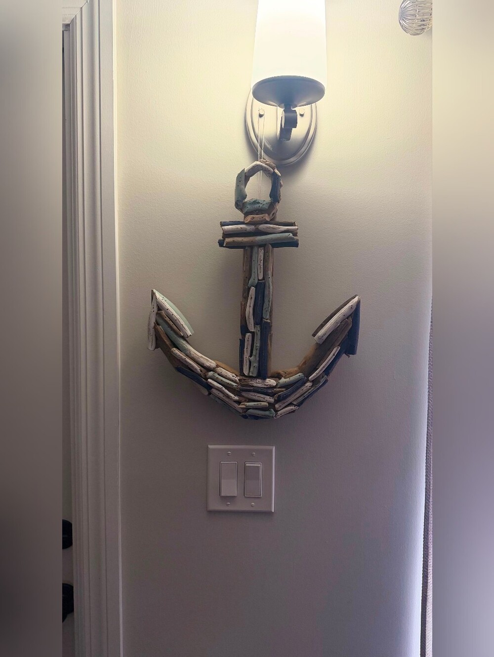 Driftwood Anchor Wall Decor - Multicolor Beach Nautical Accent measures  in pics